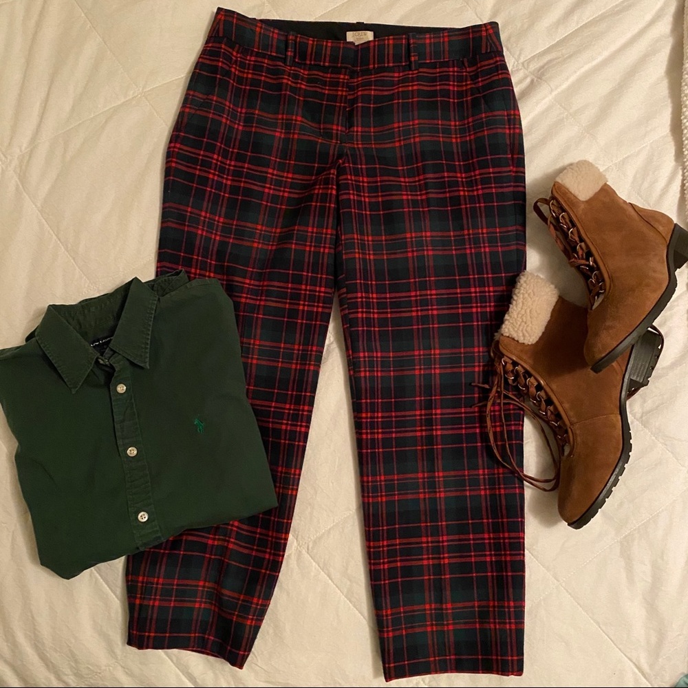 Gifted J. Crew tartan plaid wool blend trousers size 2